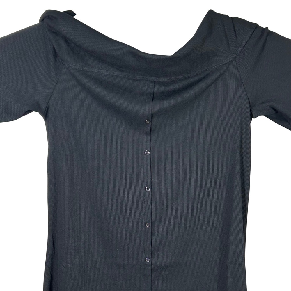 Wild Fable Black Ribbed Off The Shoulder Button Front Long‎ Sleeve Dress XL